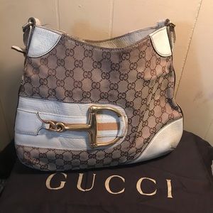 Gucci monogram & leather shoulder handbag